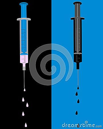 Two filled and dropping injections Vector Illustration