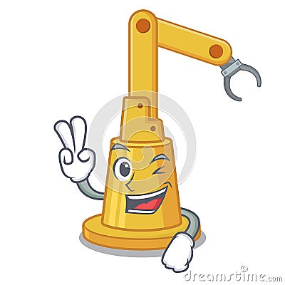 Two finger assembly automation machine the cartoon shape Vector Illustration