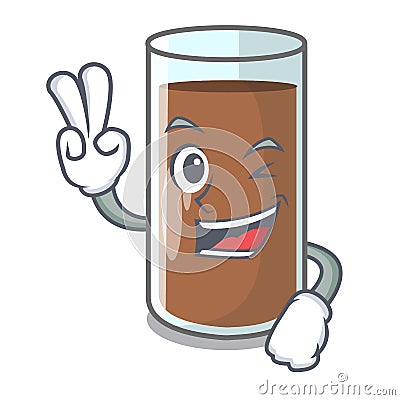 Two finger chocolate milk the containing nutrition character Vector Illustration