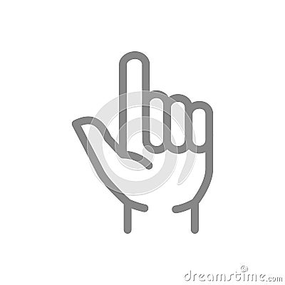 Two fingers up line icon. Pointing direction, gun hand gestures symbol Vector Illustration