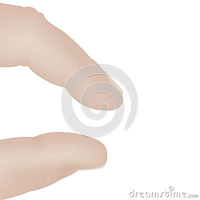 Two fingers on white background to insert or display zoom. Vector Illustration