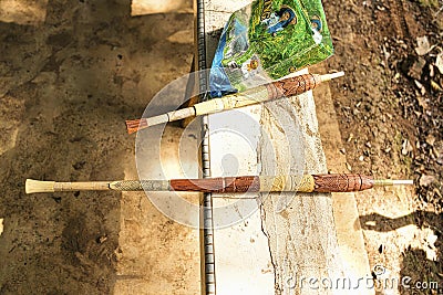 Two finished blowpipe Stock Photo