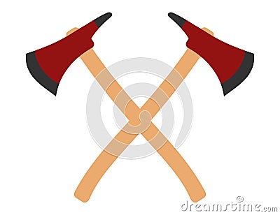 Two fire axes icon. Hatchet symbol. Sign fireman's tool vector Vector Illustration