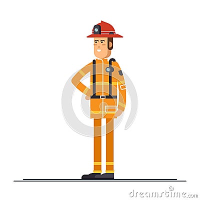 Two firefighter officers in personal Vector Illustration