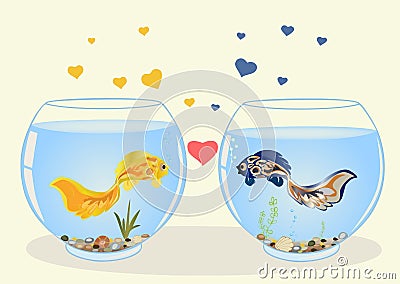 Two fish in love Vector Illustration