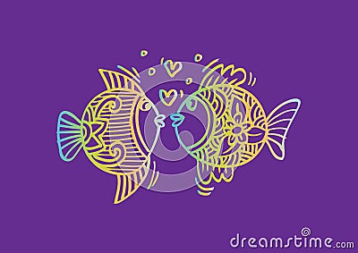 Two fish in love. Stock Photo