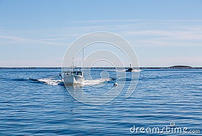 Two Fishing Boats Speeding Toward Camera Stock Photo