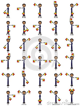 Two-flag semaphore signals Vector Illustration