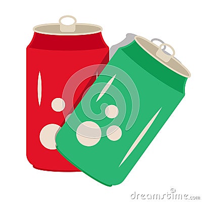 Two flat color icon a soda can or drinks cold can for apps and websites Vector Illustration