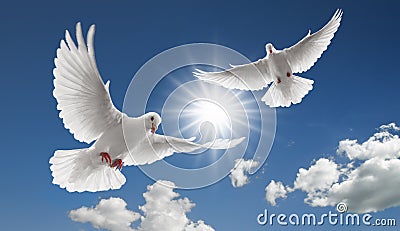 Two flying doves Stock Photo