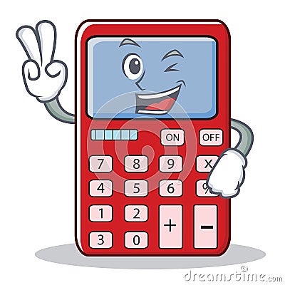 Two fnger cute calculator character cartoon Vector Illustration