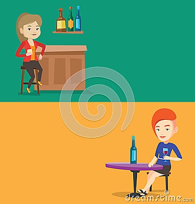 Two food and drink banners with space for text. Vector Illustration