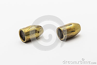 Two forensics ballistics rifling marks on bullet also known as land impressions and groove impressions Stock Photo