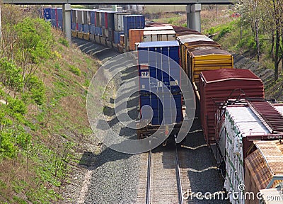 Two freight trains Stock Photo