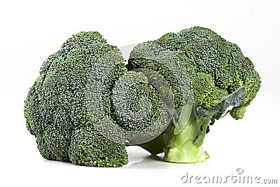 Two fresh ripe broccoli heads Stock Photo