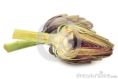 Two freshly cut artichoke halves Stock Photo