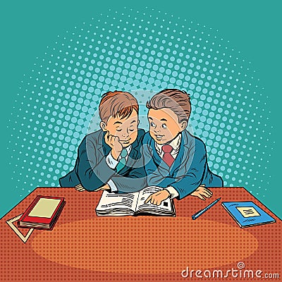 Two friends in school Vector Illustration