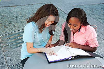 Two friends studying together Stock Photo