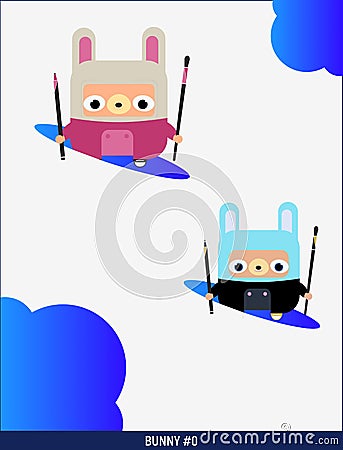Two Funny bunny vector icons Vector Illustration