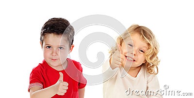 Two funny children saying Ok Stock Photo