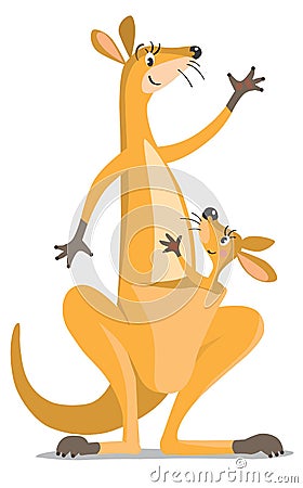 Two funny kangaroos Cartoon Illustration