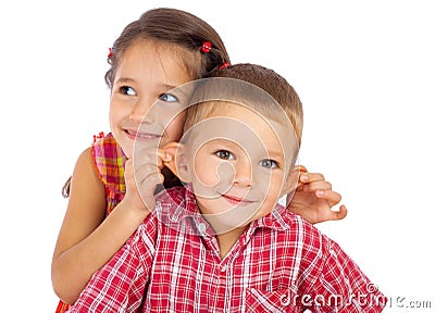 Two funny smiling little children Stock Photo