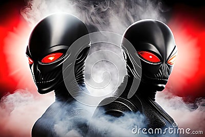 Two futuristic cyborgs in smoke Vector Illustration