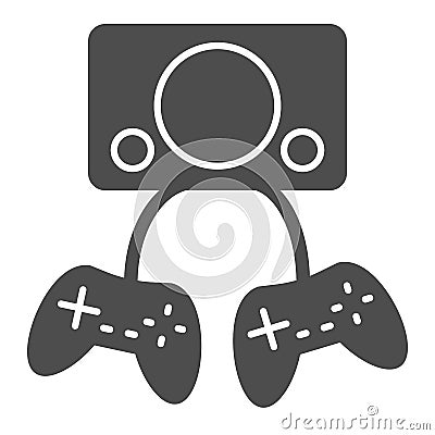 Two gamepads solid icon. Video gaming vector illustration isolated on white. Game controller glyph style design Vector Illustration