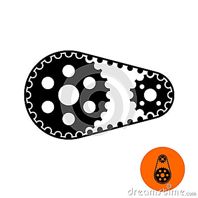Two gears with timing belt illustration. Vector Illustration