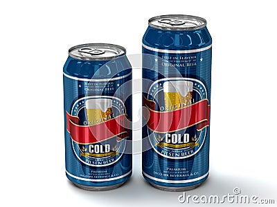 Two generic blank beer cans Stock Photo