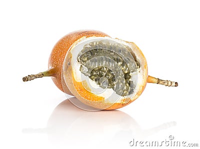 Fresh Raw Grenadilla passionfruit isolated on white Stock Photo