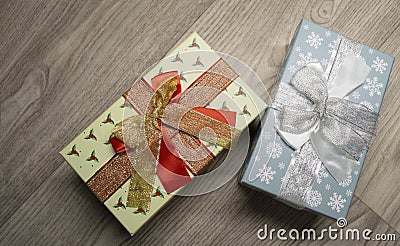 Two gift boxes on a light background Stock Photo