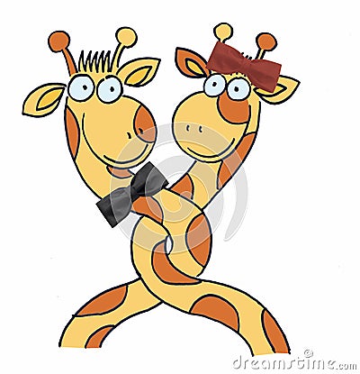 Two giraffes Cartoon Illustration