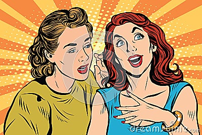 Two girlfriends talking pop art Vector Illustration