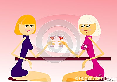 Two girls Vector Illustration