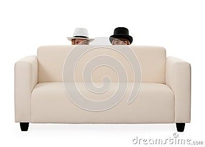 Two girls on the couch Stock Photo