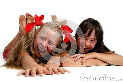 Two girls with dirty soles Stock Photo
