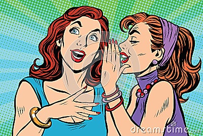 Two girls girlfriends gossiping Vector Illustration