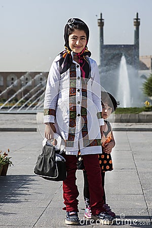 Two girls on Imam Square,Isfahan Iran Editorial Stock Photo