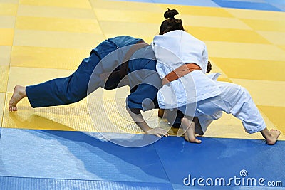 Girls compete in Judo Stock Photo