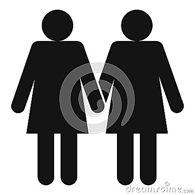 Two girls lesbians icon, simple style Vector Illustration