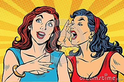 Two girls pop art scream Vector Illustration