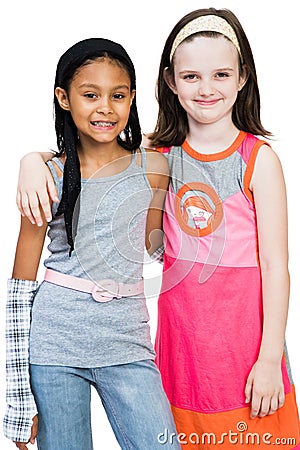 Two Girls Standing Together Stock Photo