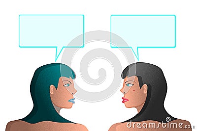 Two girls talk about Cartoon Illustration