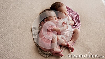 Two twins newborn sleeping Stock Photo