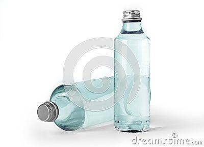 Two glass wter bottles Stock Photo