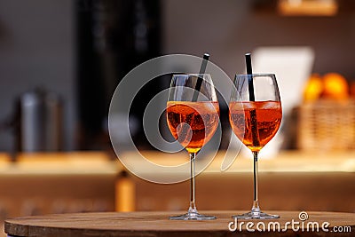 Two glasses with Aperol Spritz summer cocktail Stock Photo