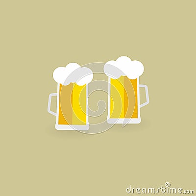 Two glasses of beer. Beer. Vector illustration. EPS 10 Cartoon Illustration