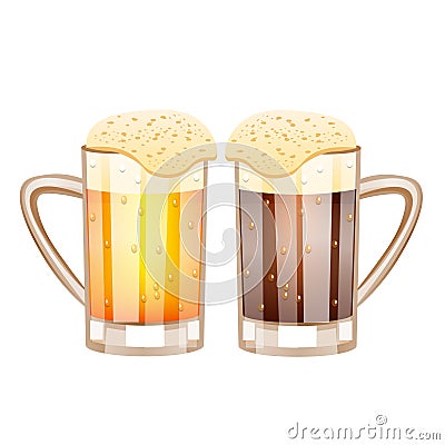 Two glasses with beer Vector Illustration