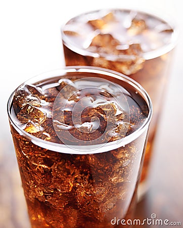 Two glasses of cola soft drink Stock Photo
